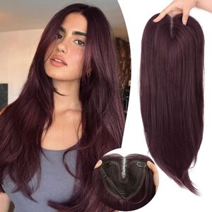 Wine Red with Purple Tones‎ Hair Toppers for Women